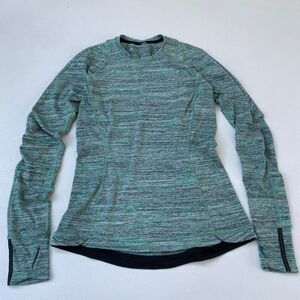 Lululemon Swiftly Tech Long Sleeve Green Heather Size 6 Thumbholes Running Top